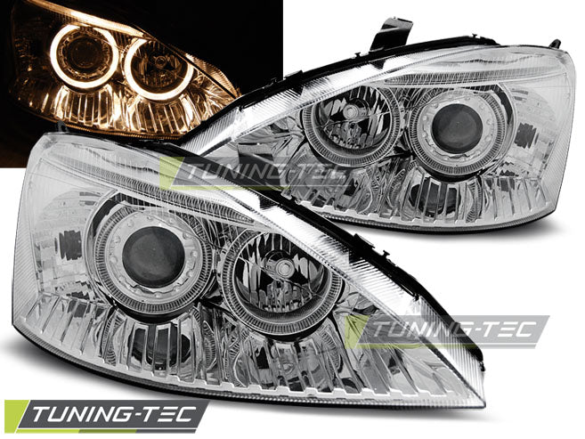 Tuning-Tec Angel Eyes Scheinwerfer für Ford Focus 1 Facelift 01-04 chrom
