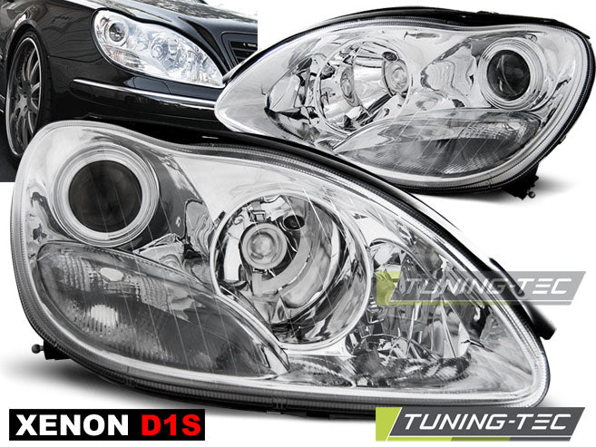 Tuning-Tec Xenon Klarglas Scheinwerfer für Mercedes Benz S-Klasse W220 98-02 chrom