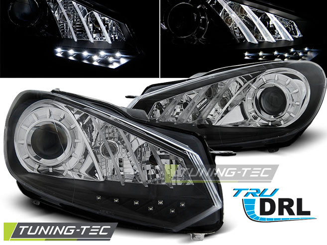 Tuning-Tec LED Tagfahrlicht Scheinwerfer für VW Golf 6 08-12 schwarz