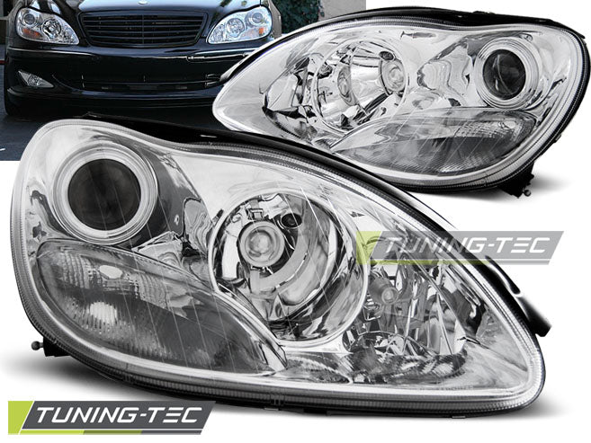 Tuning-Tec Klarglas Scheinwerfer für Mercedes Benz S-Klasse W220 98-05 chrom