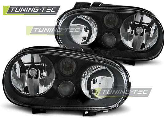 Tuning-Tec Klarglas Scheinwerfer für VW Golf 4 97-03 schwarz mit Nebelscheinwerfer