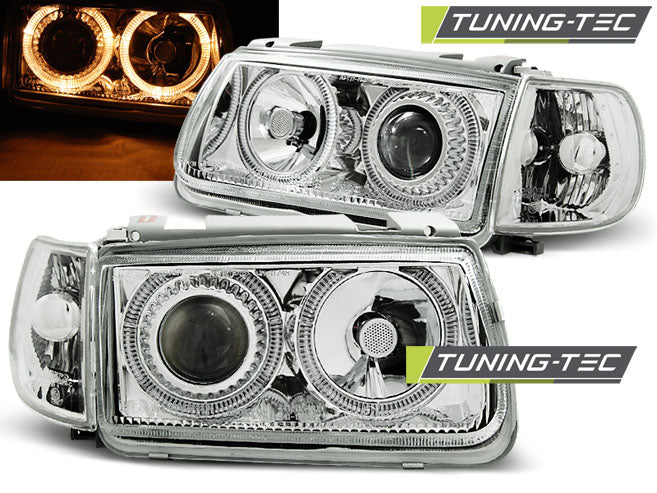 Tuning-Tec LED Angel Eyes Scheinwerfer VW Polo 6N 94-99 chrom