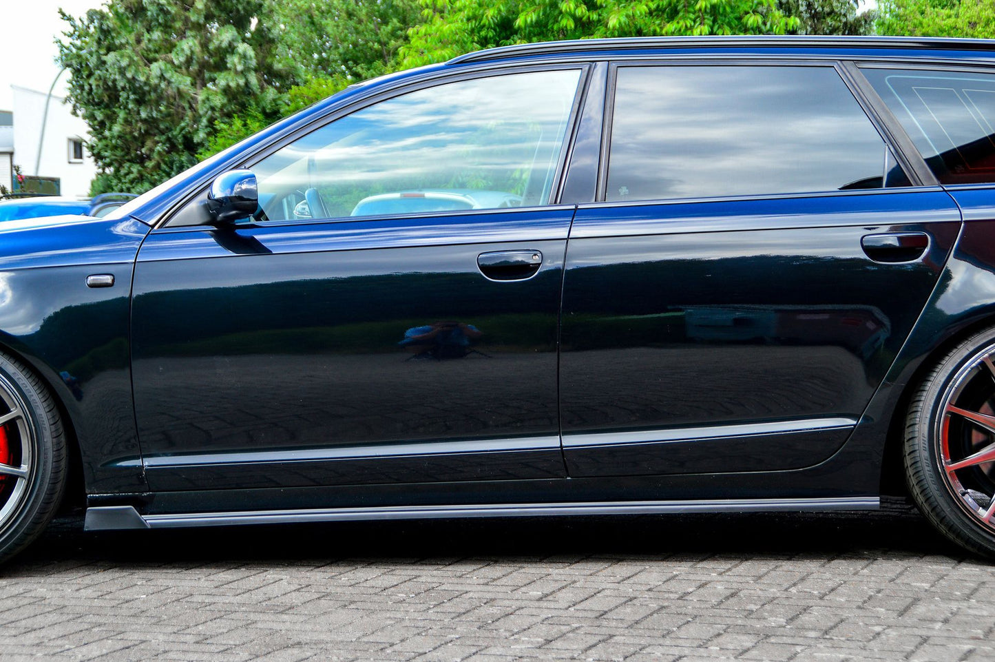 Seitenschwellersatz mit Wing Audi A6 4F Bj.: 2004-2008 Schwarz Glanz