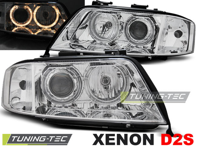 Tuning-Tec Xenon Angel Eyes Scheinwerfer für Audi A6 4B 97-01 chrom