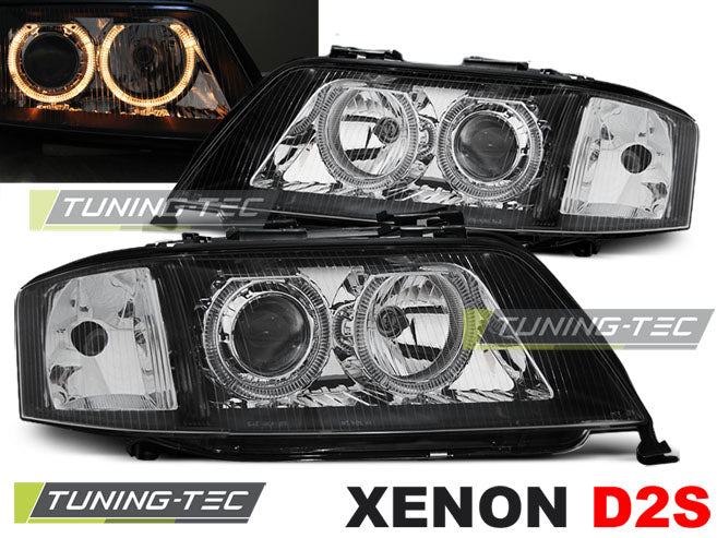 Tuning-Tec Xenon Angel Eyes Scheinwerfer für Audi A6 4B 97-01 schwarz