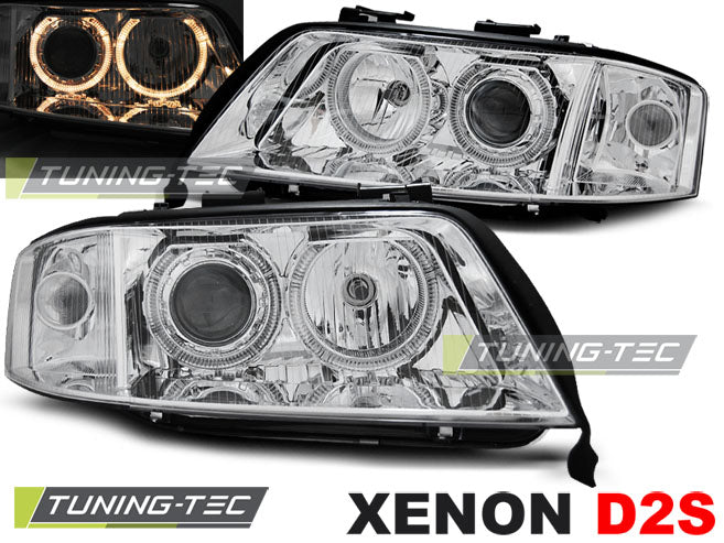 Tuning-Tec Xenon Angel Eyes Scheinwerfer für Audi A6 4B 99-01chrom