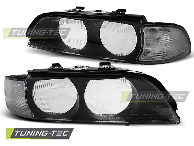 Tuning-Tec Scheinwerferglas für BMW 5er E39 Lim./Touring 95-00 schwarz/weiß