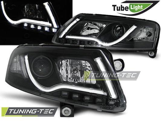Tuning-Tec LED Tagfahrlicht Optik Scheinwerfer für Audi A6 C6 (4F) 04-08 schwarz LTI