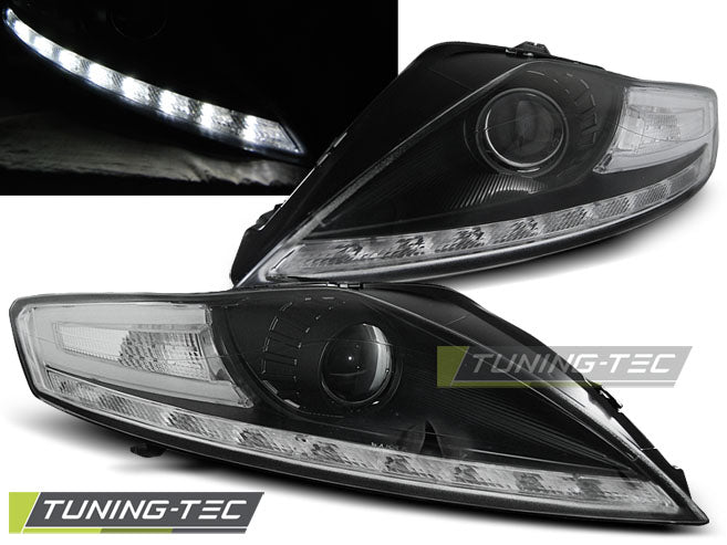 Tuning-Tec LED Tagfahrlicht Scheinwerfer für Ford Mondeo MK2 07-10 schwarz