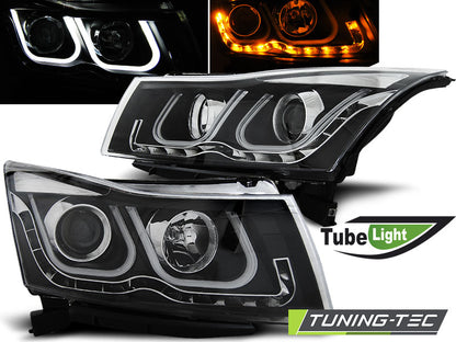 Tuning-Tec LED Tagfahrlicht Scheinwerfer für Chevrolet Cruze 09-12 schwarz mit LED Blinker