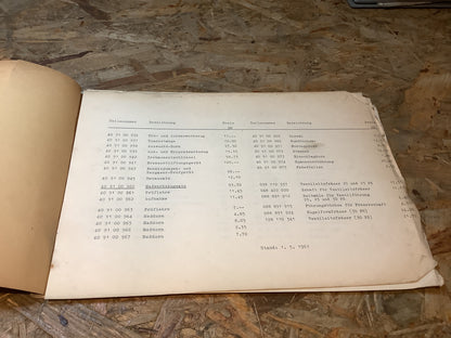 NSU Prinz- Spezialwerkzeuge Stand 01.05.1961 (lose Seiten im Band)