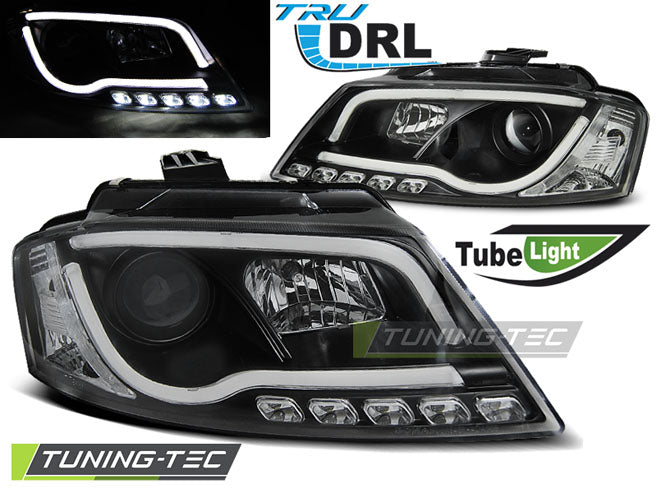 Tuning-Tec LED Tagfahrlicht Scheinwerfer für Audi A3 8P 08-12 schwarz
