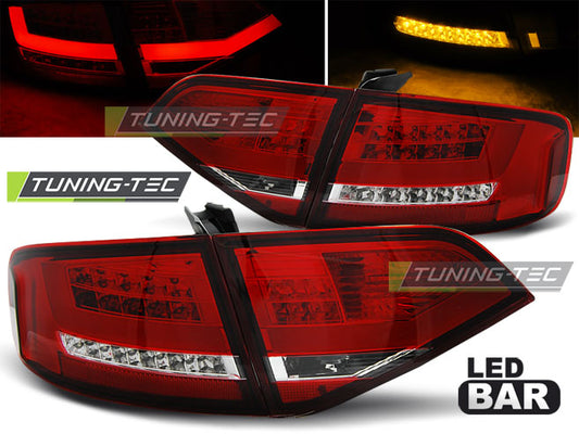 Tuning-Tec LED Lightbar Rückleuchten für Audi A4 B8 (8K) Limousine 08-11 rot/klar