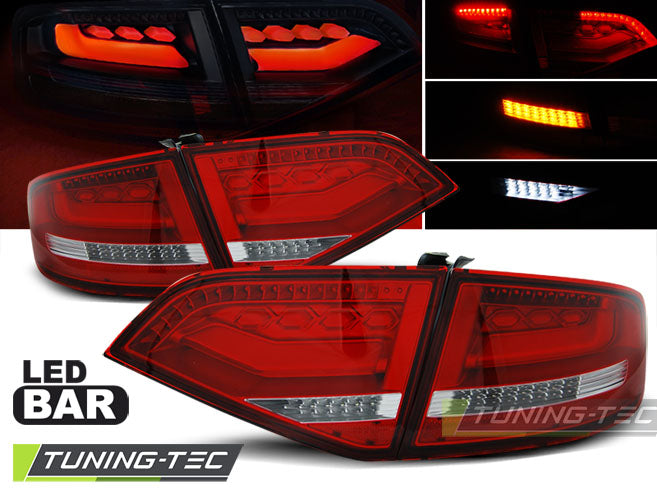 Tuning-Tec Voll LED Lightbar Rückleuchten für Audi A4 B8 (8K) Limousine 08-11 rot/klar
