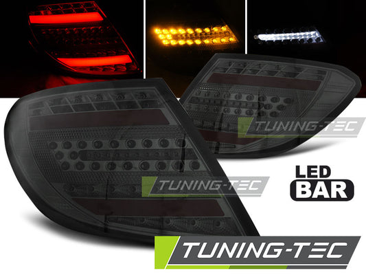 Tuning-Tec Voll LED Lightbar Rückleuchten für Mercedes Benz C-Klasse W204 Limousine 07-10 rauch