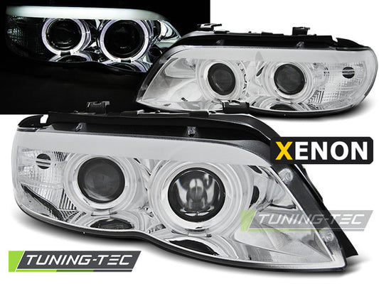 Tuning-Tec Xenon LED Angel Eyes Scheinwerfer für BMW X5 E53 03-06 chrom