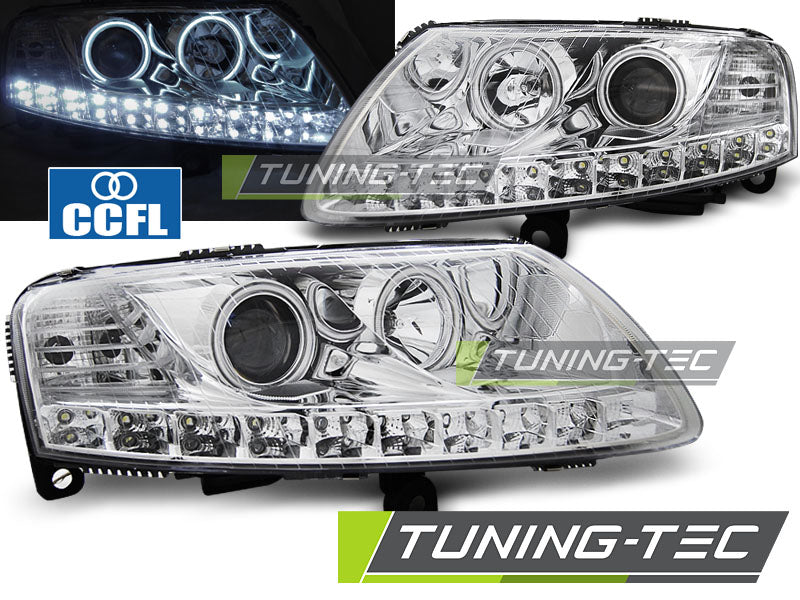 Tuning-Tec LED Angel Eyes Scheinwerfer für Audi A6 C6 (4F) 04-08 chrom
