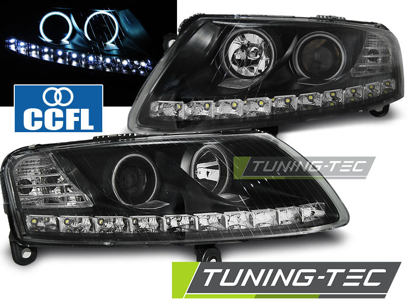 Tuning-Tec LED Angel Eyes Scheinwerfer für Audi A6 C6 (4F) 04-08 schwarz