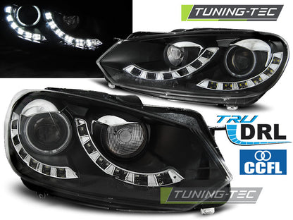 Tuning-Tec LED Tagfahrlicht Scheinwerfer für VW Golf 6 08-12 schwarz