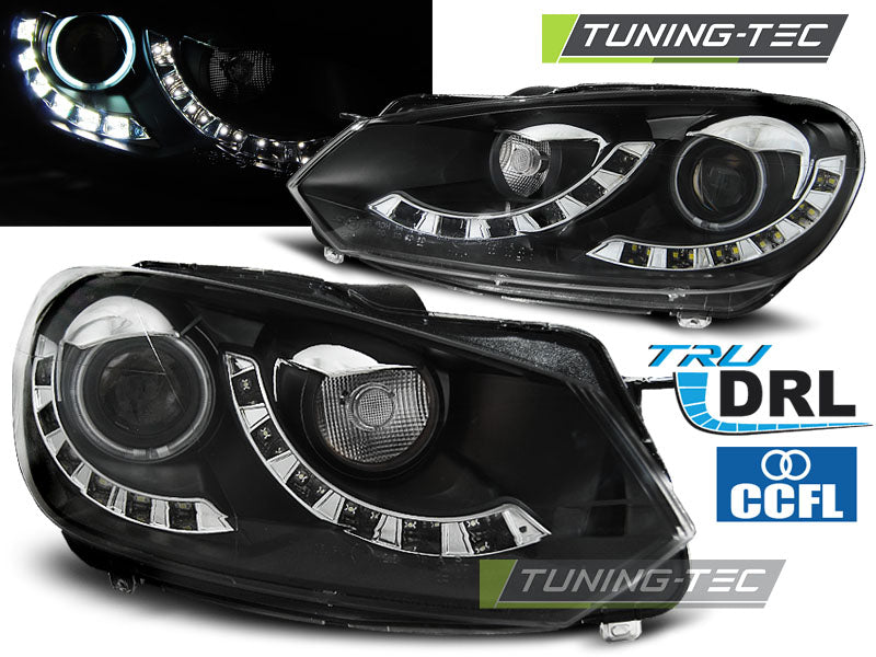 Tuning-Tec LED Tagfahrlicht Scheinwerfer für VW Golf 6 08-12 schwarz