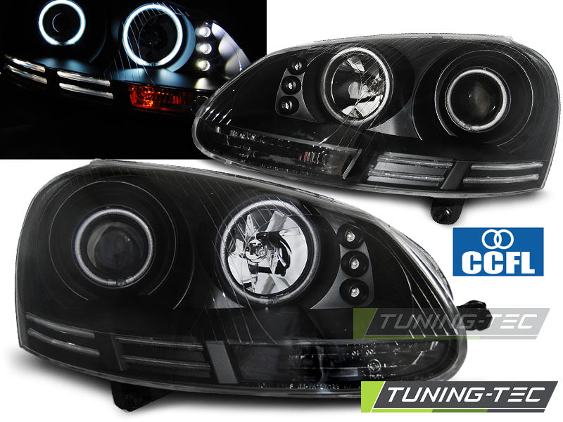 Tuning-Tec CCFL Angel Eyes Scheinwerfer für VW Golf 5 03-09 schwarz