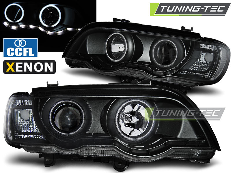 Tuning-Tec Xenon LED Angel Eyes Scheinwerfer für BMW X5 E53 99-03 schwarz