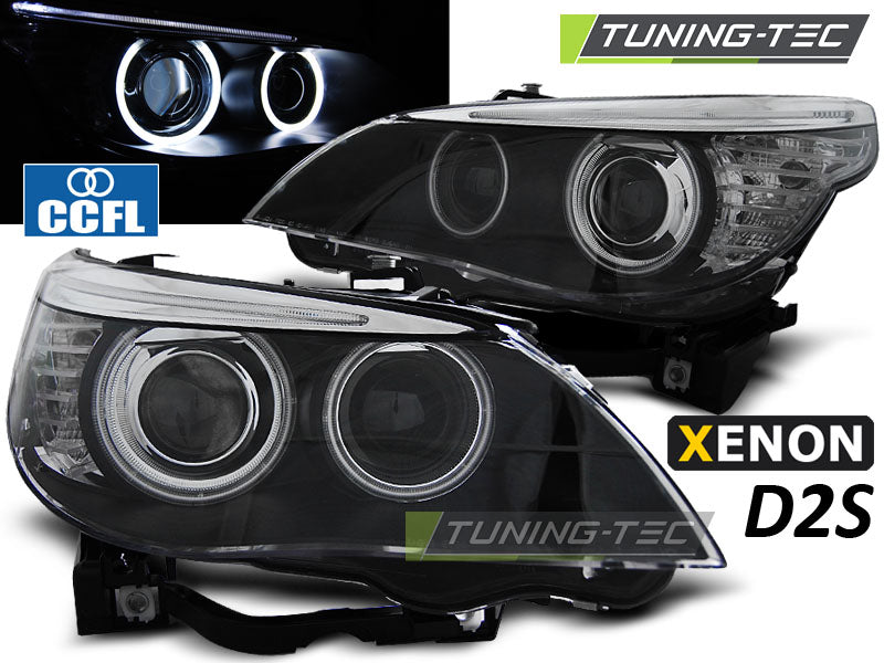 Tuning-Tec Xenon CCFL Angel Eyes Scheinwerfer für BMW 5er E60/E61 03-07 schwarz