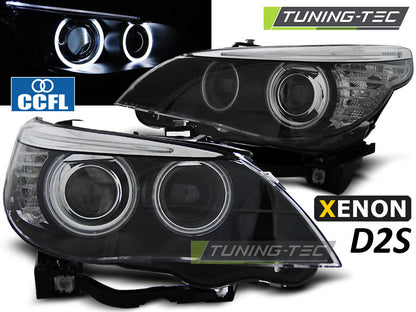 Tuning-Tec Xenon CCFL Angel Eyes Scheinwerfer für BMW 5er E60/E61 03-07 schwarz