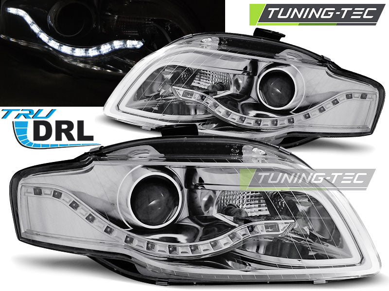 Tuning-Tec LED Tagfahrlicht Scheinwerfer für Audi A4 B7 05-08 chrom