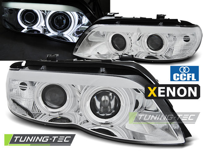 Tuning-Tec Xenon CCFL Angel Eyes Scheinwerfer für BMW X5 E53 99-03 chrom