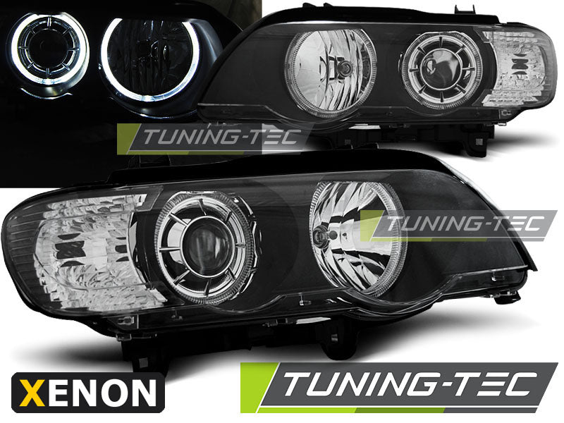 Tuning-Tec Xenon LED Angel Eyes Scheinwerfer für BMW X5 E53 99-03 schwarz