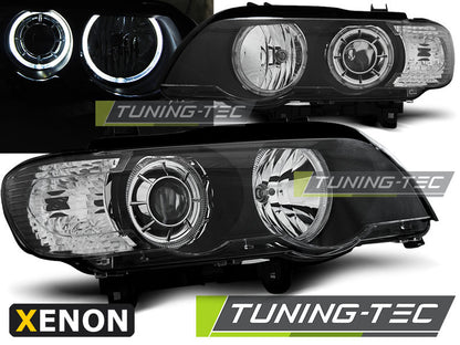 Tuning-Tec Xenon LED Angel Eyes Scheinwerfer für BMW X5 E53 99-03 schwarz