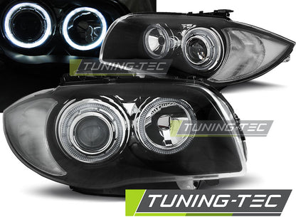 Tuning-Tec LED Angel Eyes Scheinwerfer für BMW 1er E81, E82, E87, E88 04-11 schwarz