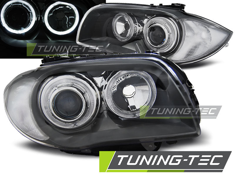 Tuning-Tec LED Angel Eyes Scheinwerfer für BMW 1er E81, E82, E87, E88 04-11 grau