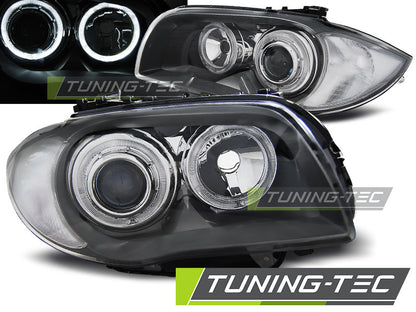Tuning-Tec LED Angel Eyes Scheinwerfer für BMW 1er E81, E82, E87, E88 04-11 grau