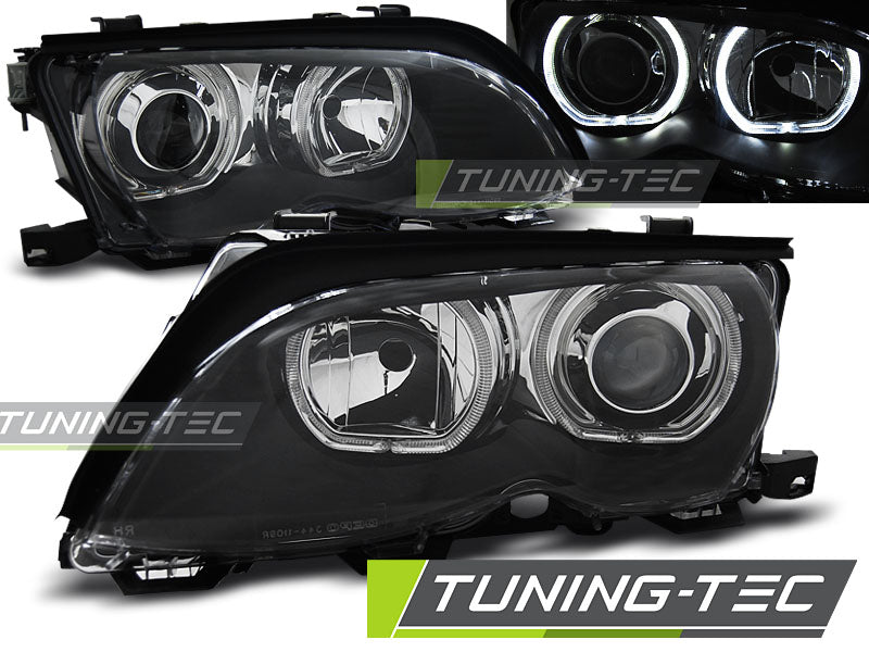 Tuning-Tec LED Angel Eyes Scheinwerfer für BMW 3er E46 01-05 schwarz Set