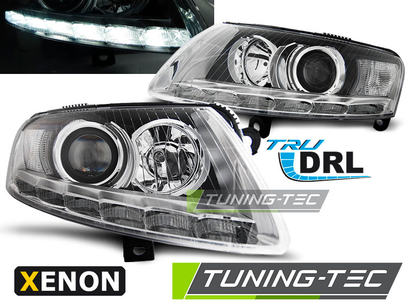 Tuning-Tec Xenon LED Tagfahrlicht Scheinwerfer für Audi A6 C6 (4F) 04-08 chrom LTI