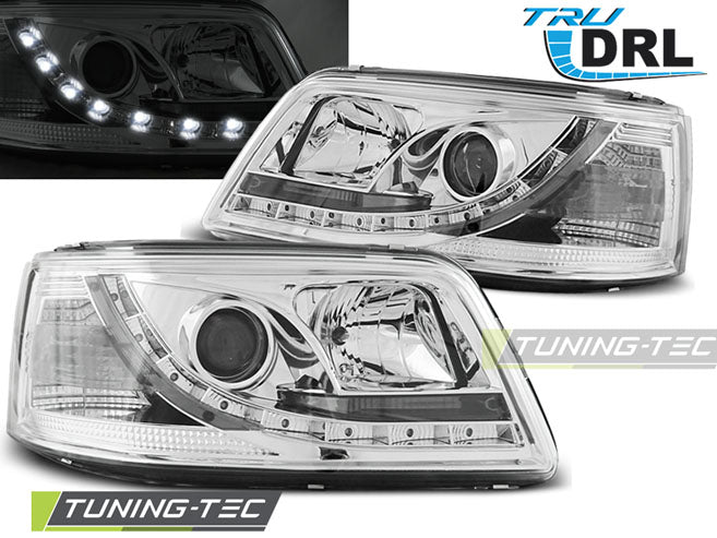 Tuning-Tec LED Tagfahrlicht Scheinwerfer für VW T5 03-09 chrom