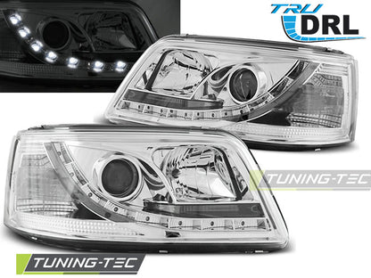 Tuning-Tec LED Tagfahrlicht Scheinwerfer für VW T5 03-09 chrom