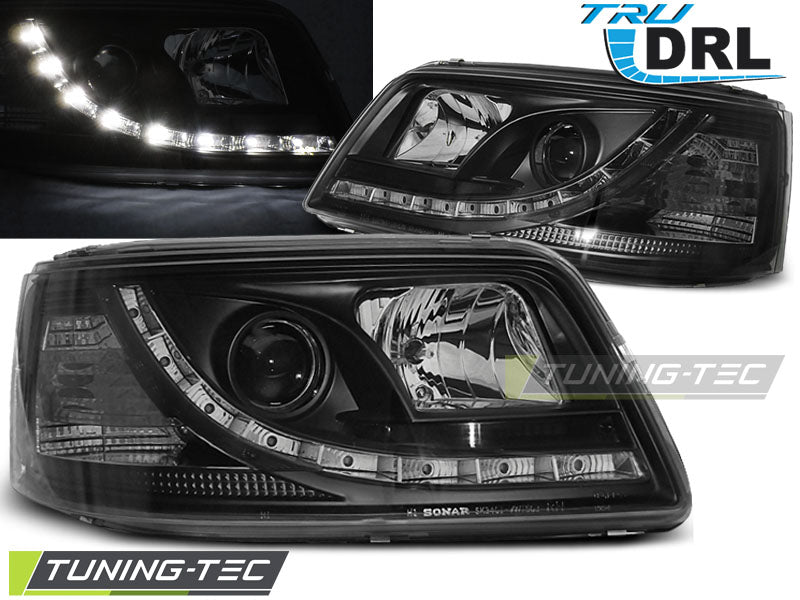 Tuning-Tec LED Tagfahrlicht Scheinwerfer für VW T5 03-09 schwarz