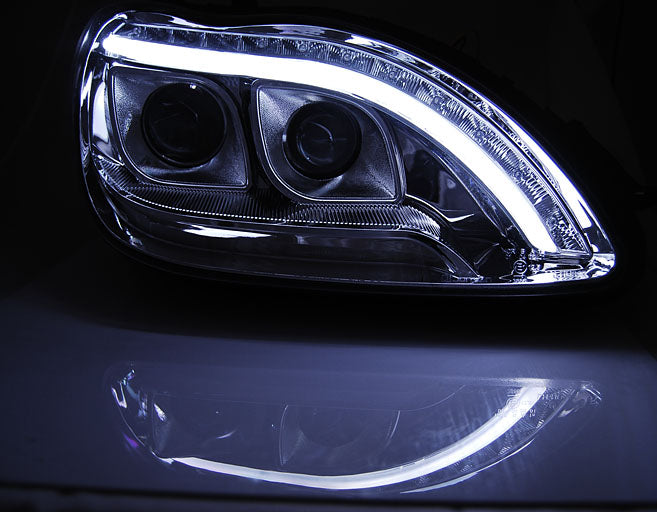 Tuning-Tec LED Tagfahrlicht Scheinwerfer für Mercedes Benz S-Klasse W220 98-05 chrom mit LED Blinker