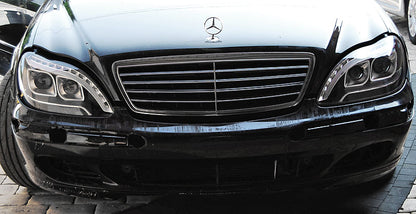 Tuning-Tec LED Tagfahrlicht Scheinwerfer für Mercedes Benz S-Klasse W220 98-05 schwarz mit LED Blinker