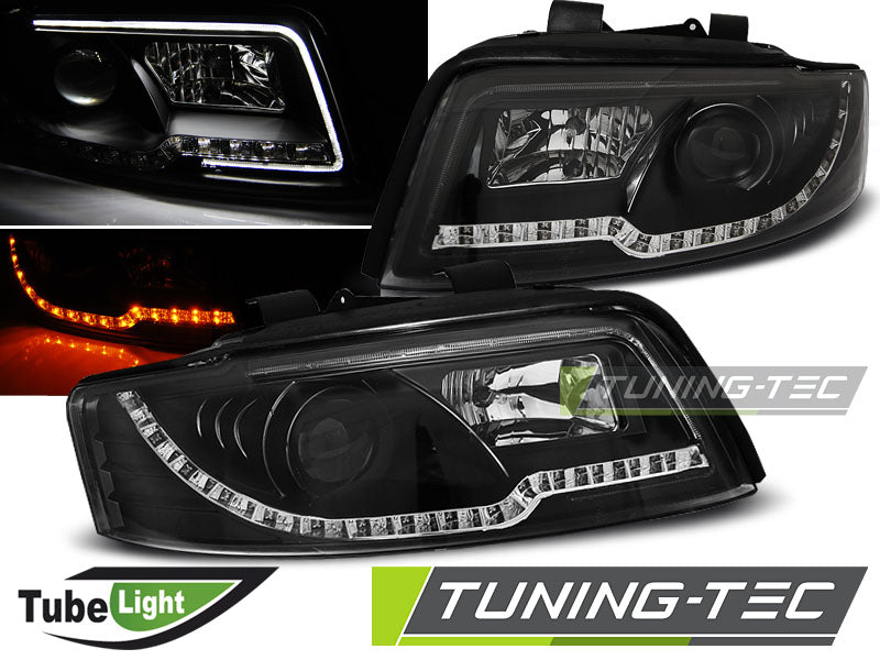 Tuning-Tec LED Tagfahrlicht Scheinwerfer für Audi A4 B6 00-04 schwarz