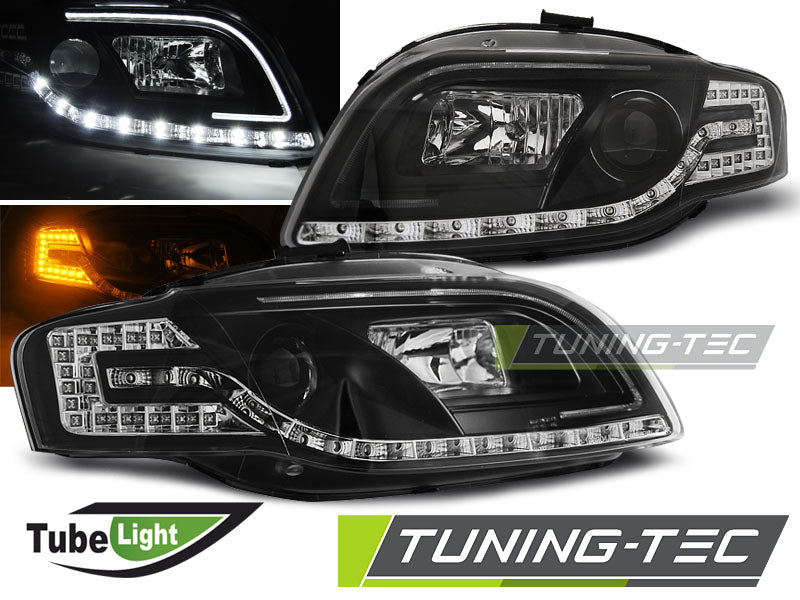 Tuning-Tec LED Tagfahrlicht Scheinwerfer für Audi A4 B7 05-08 schwarz