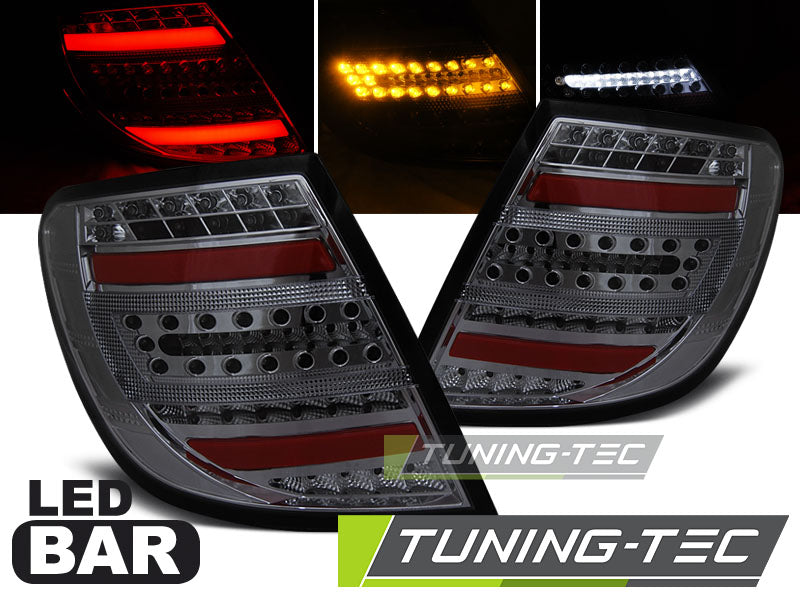 Tuning-Tec Voll LED Lightbar Rückleuchten für Mercedes Benz C-Klasse W204 T-Modell 07-10 rauch