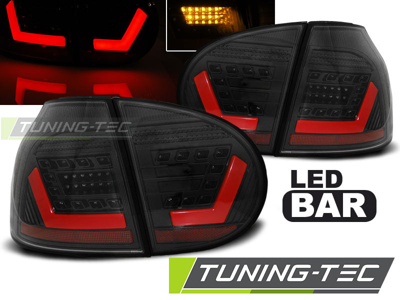 Tuning-Tec LED Lightbar Rückleuchten für VW Golf 5 (V) 03-09 schwarz/rauch mit LED Blinker