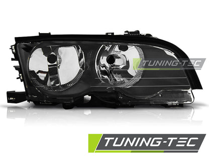 Tuning-Tec Klarglas Scheinwerfer Rechts für BMW 3er E46 Coupe/Cabrio 99-01 Schwarz