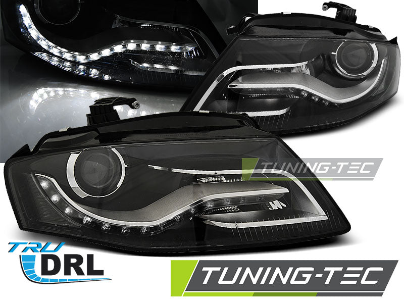 Tuning-Tec LED Tagfahrlicht Scheinwerfer für Audi A4 B8 08-11 schwarz