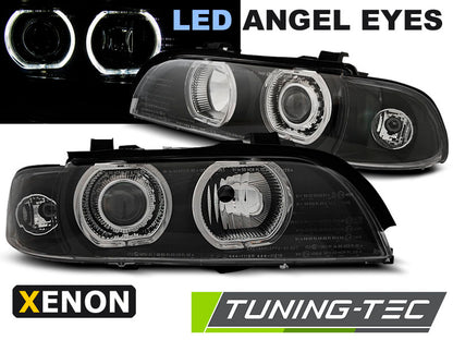 Tuning-Tec Xenon LED Angel Eyes Scheinwerfer für BMW 5er E39 Facelift 00-03 schwarz