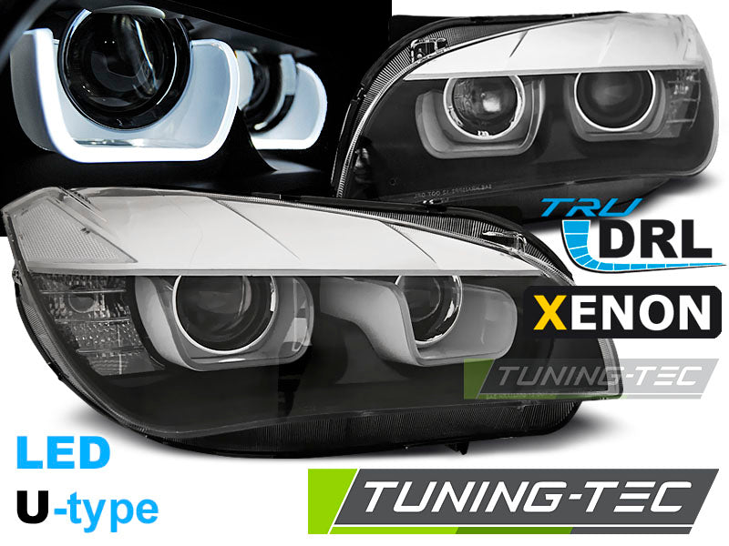 Tuning-Tec Xenon LED Tagfahrlicht Angel Eyes Scheinwerfer für BMW X1 E84 Facelift 12-14 schwarz
